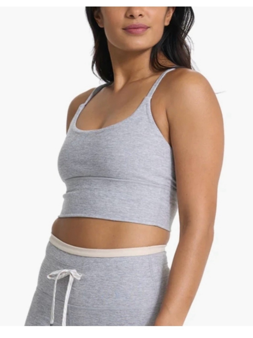 Vuori Light Gray Strappy Sports Bra w contrasting trim medium - Picture 2 of 7